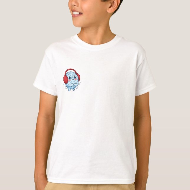 T-shirt Flocon de neige bleu frissonnant avec des cache-or (Devant)