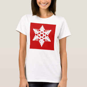 T-shirt Flocon de neige Ikat - rouge foncé et blanc