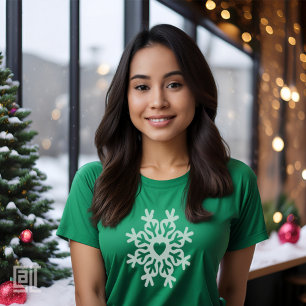 T-shirt Flocon de neige orné classique cœur de Noël