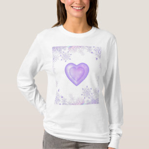 T-shirt flocon de neige violet clair et coeur étincelant