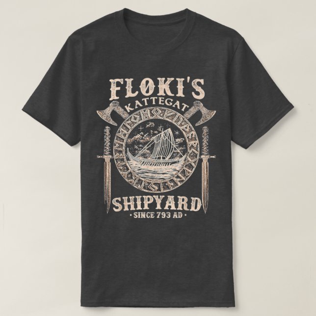 T-shirt Flokis Shipyard Kattegat Viking Navire Et Épée T G (Design devant)