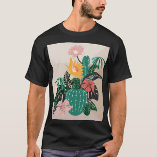 T-shirt Floraison botanique : Cactus Art Vintage.