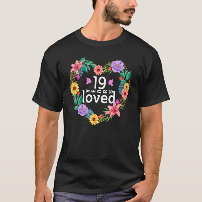 T-shirt Floral 19 ans Anniversaire Mariage (Devant)