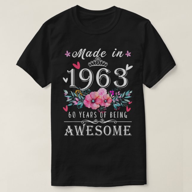 T-shirt Floral 60e anniversaire cadeaux pour femmes, Fabri (Design devant)