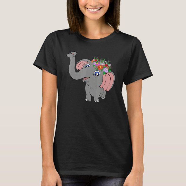 T-shirt Floral Africa Safari Animal   Flower Zoo Animal El (Devant)