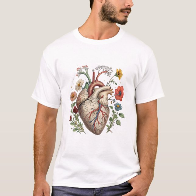 T-shirt Floral Anatomical Heart Bouquet (Devant)