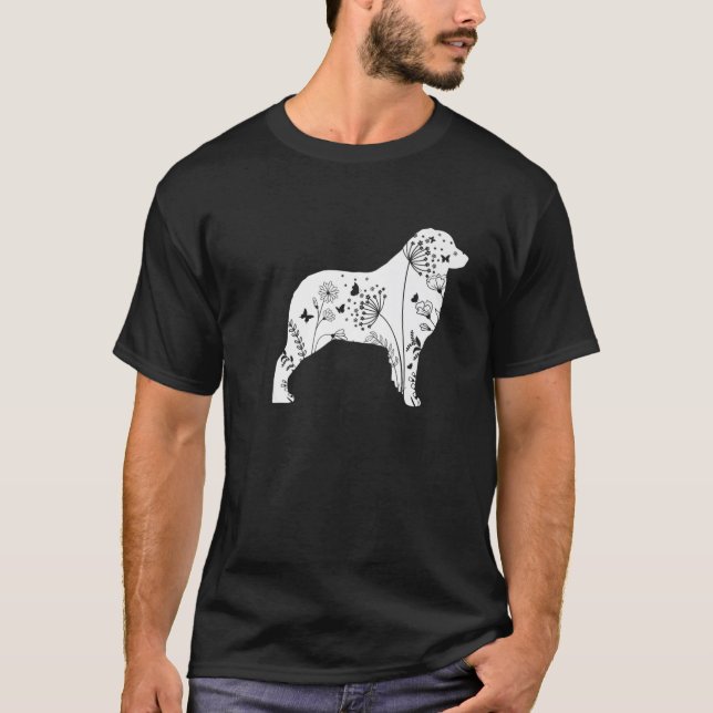 T-shirt Floral Australian Shepherd Maman Drôle Amant Chien (Devant)