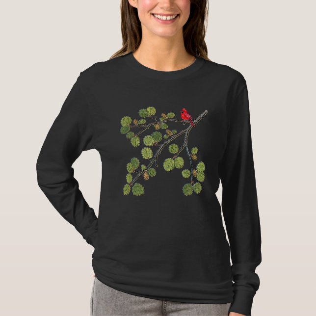 T-shirt Floral Birds  Cardinal Nature (Devant)