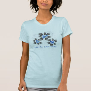 T-shirt Floral bleu de Hanoukka de houx hawaïen