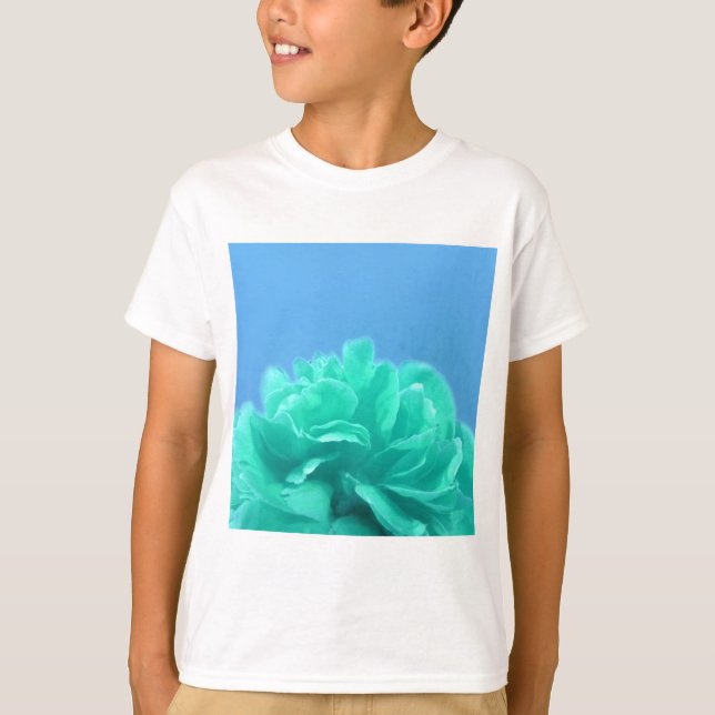 T-shirt Floral bleu-vert coloré (Devant)