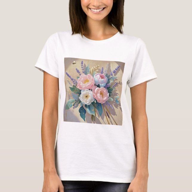 T-shirt Floral Bouquet peonys lavande (Devant)