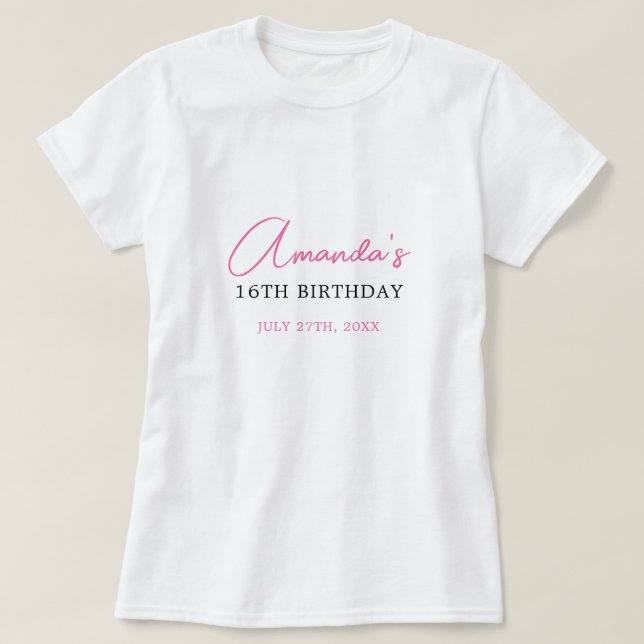 T-shirt Floral Bow Coquette Sweet 16 Anniversaire (Design devant)