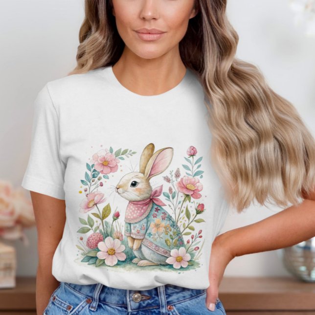T-Shirt Floral Bunny Pastel (Créateur téléchargé)