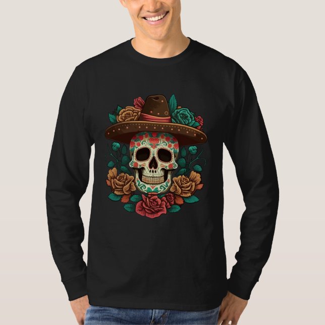 T-shirt Floral Cinco De mayo Dia de Los Muertos Mexican Su (Devant)