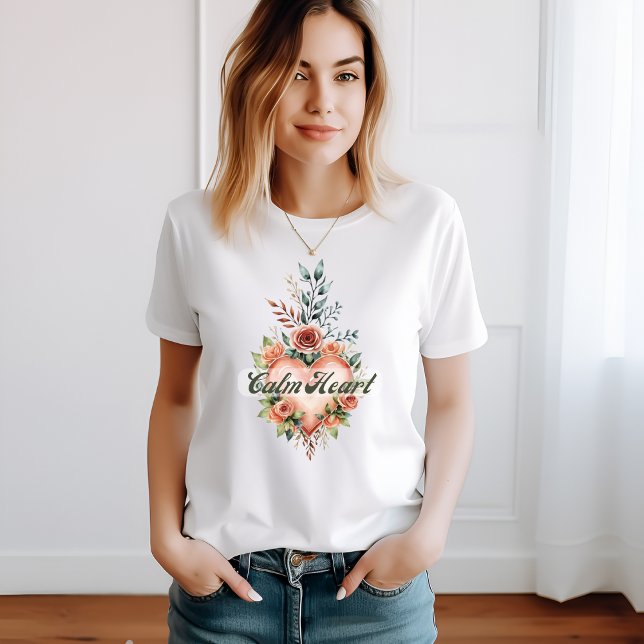 T-shirt floral cœur apaisant et élégant (Créateur téléchargé)