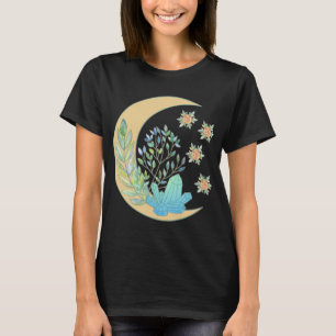 T-shirt Floral Crescent Lune guérison Crystal Garden Sorci