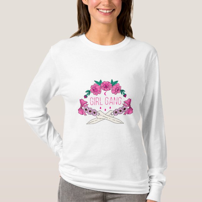 T-shirt Floral Dagger Girl Gang (Devant)