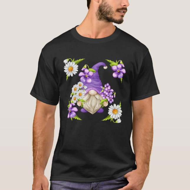 T-shirt Floral Daisy Flower Pattern For Spring Purple Viol (Devant)
