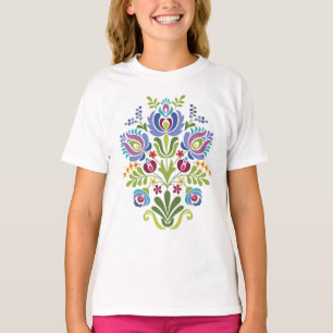 T-shirt Floral de la lavande de conception folklorique hon