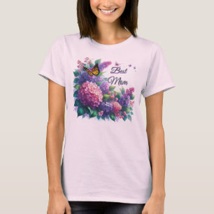 T-shirt floral de la meilleure maman Lilacs violet