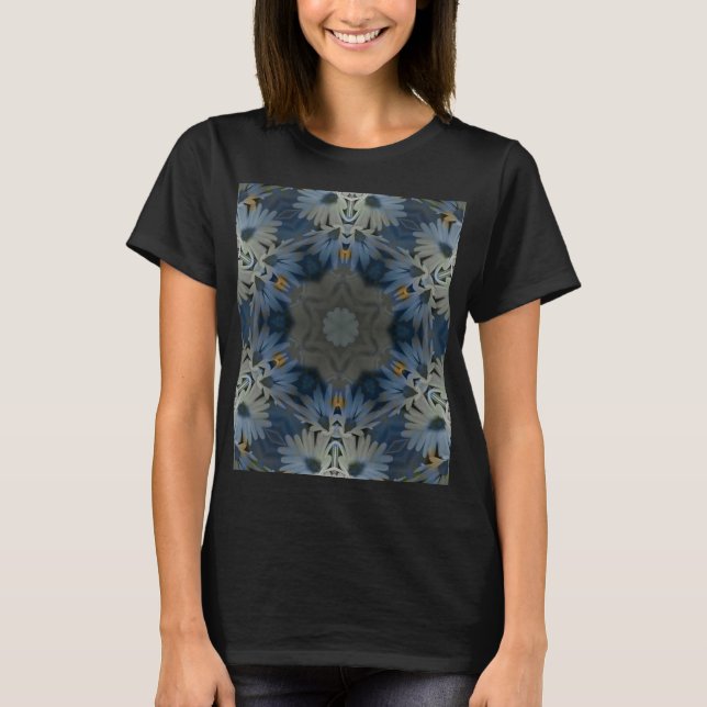 T-shirt Floral de marguerite bleu antique (Devant)