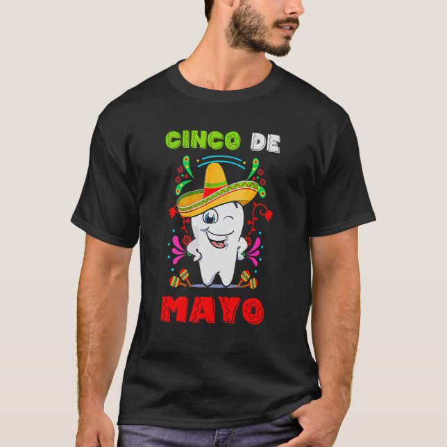 T-shirt Floral Dental Tooth Cinco De Mayo Dentiste Mexicai (Devant)