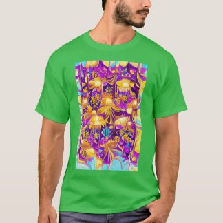 T-shirt Floral d'été violet et or Motif sans couture 12