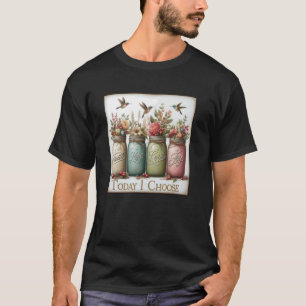 T-shirt Floral Faith Hope Love Joie Mason Jar Bird Flower