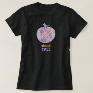 T-shirt Floral Fall Citrouille Happy Fall Cote