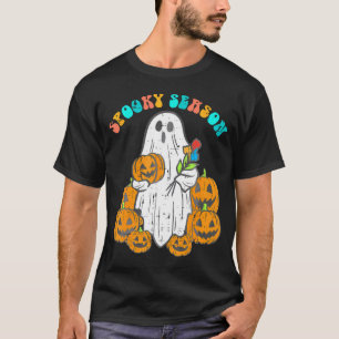 T-shirt Floral Fantôme Citrouilles saison Éffrayante Hallo