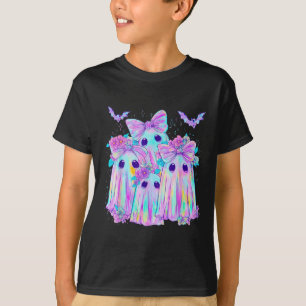 T-shirt Floral Fantômes colorés Boo Coquette Bow Éffrayant