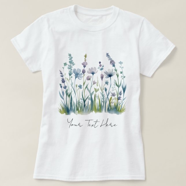 T-shirt Floral Fleur sauvage d'aquarelle personnalisée mod (Design devant)