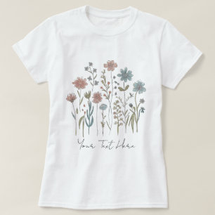 T-shirt Floral Fleur sauvage d'aquarelle personnalisée mod