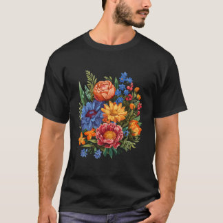 T-shirt Floral Fleur sauvage Été coloré Floraison Bleu Fl
