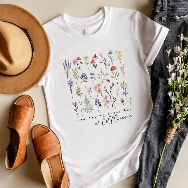 T-shirt Floral Fleur sauvage rétro (Créateur téléchargé)