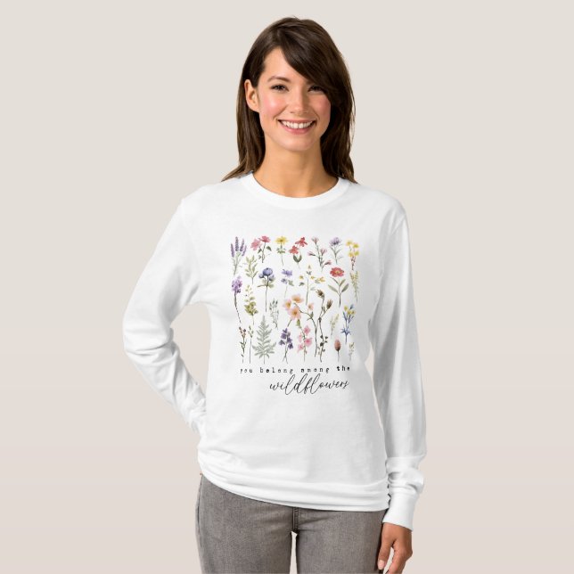 T-shirt Floral Fleur sauvage rétro (Devant entier)