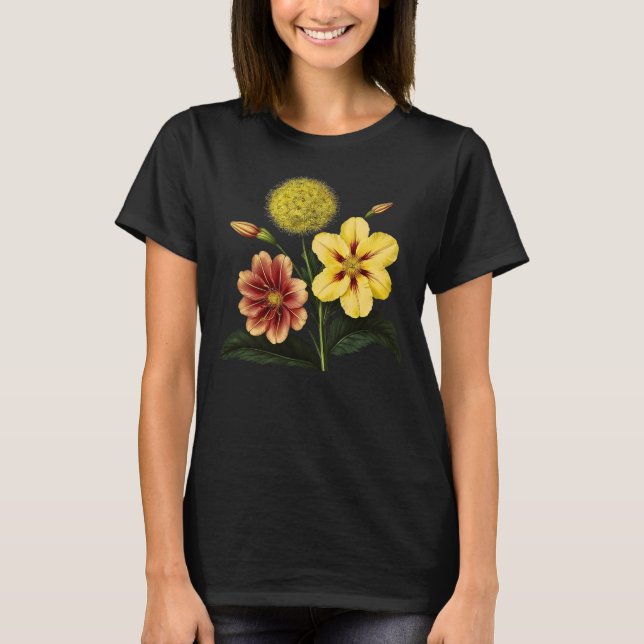 T-shirt Floral, Fleurs Botaniques, (Devant)