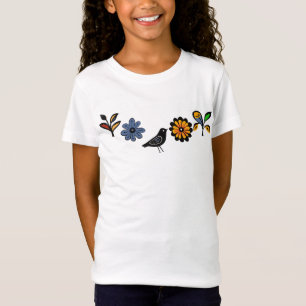 T-Shirt Floral folk coloré et oiseaux