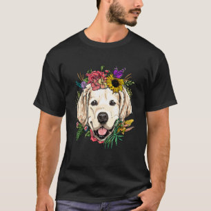 T-shirt Floral Golden Retriever Botanique Plante animal