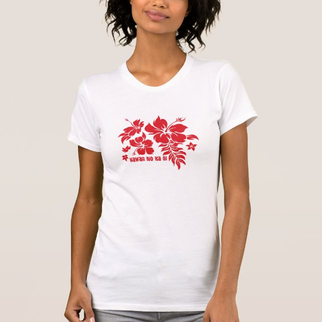 T-shirt Floral hawaïen de Pareau de ketmie en rouge pour (Devant)