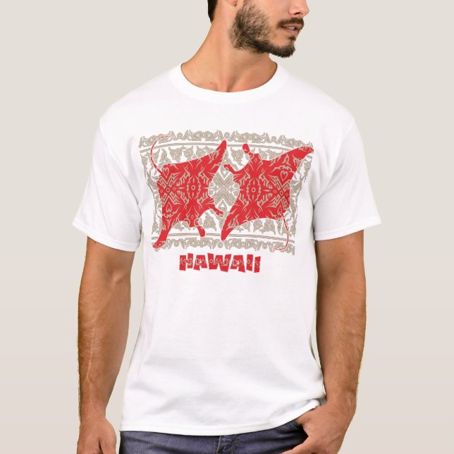 T-shirt Floral Hawaiian Manta Ray (Devant)