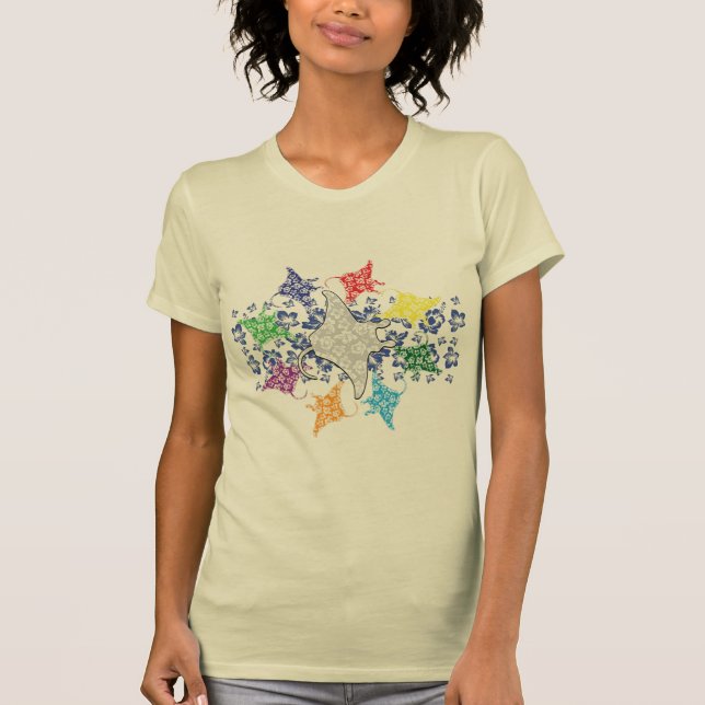 T-shirt Floral Hawaiian Manta Ray (Devant)