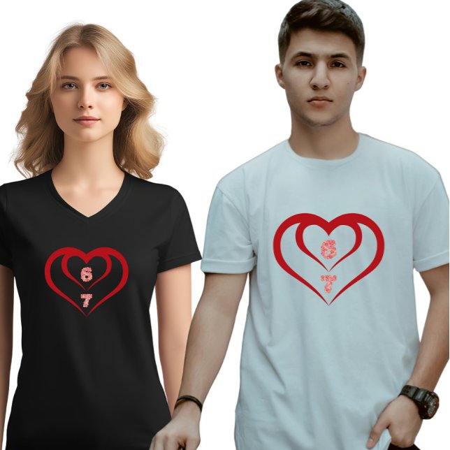T-shirt Floral Heart 6 7 Meme Saint-Valentin à ass (Créateur téléchargé)