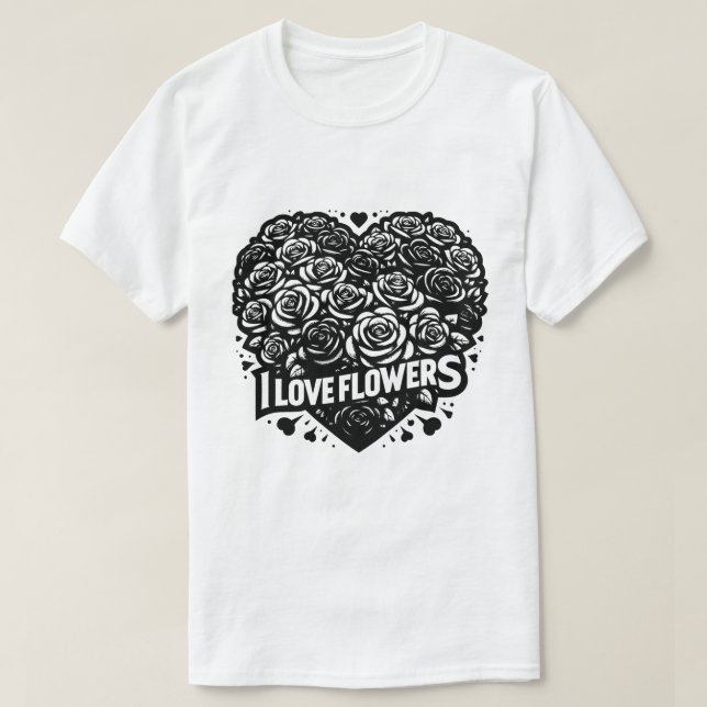 T-shirt Floral Heart Outline Design (Design devant)