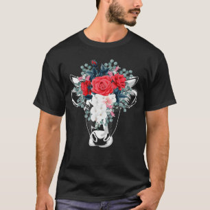 T-shirt Floral Highland Vache Heifer Ferme laitière Animal