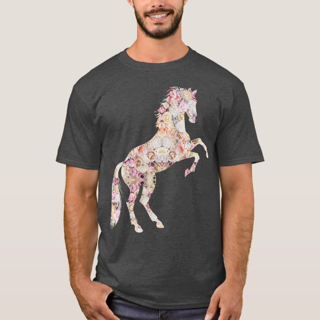 T-shirt Floral Horse Lovers Horse Équitation (Devant)
