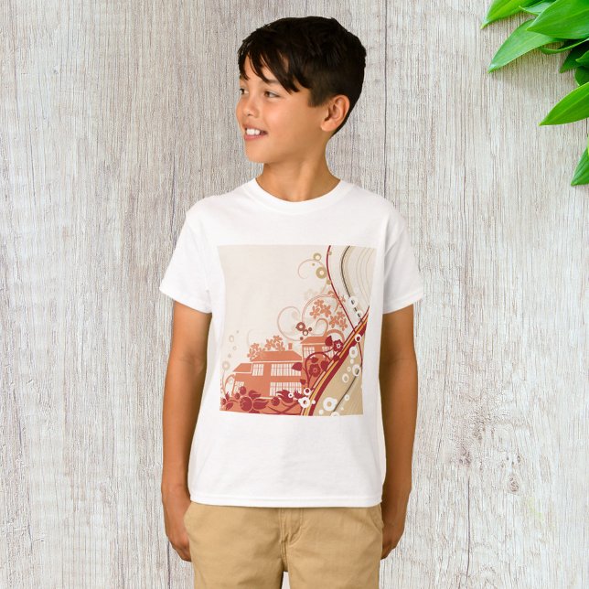 T-shirt Floral House Illustration Swirl et Motif de la nat (Créateur téléchargé)