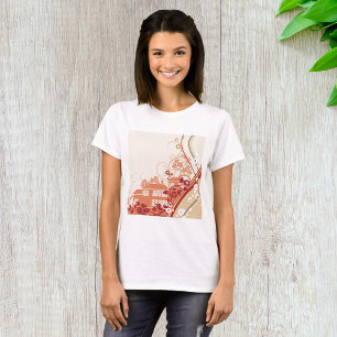 T-shirt Floral House Illustration Swirl et Motif de la nat