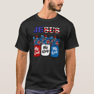T-shirt Floral Jésus Mon Dieu Mon Roi Mon Seigneur Rouge B