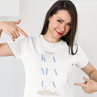 T-shirt Floral Kamala Harris. BLANCHE